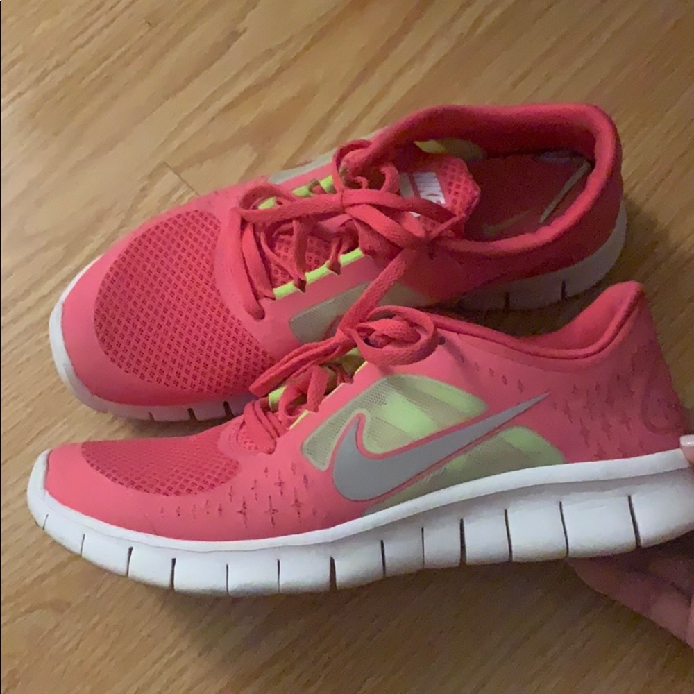 Nike Free 3 Pink/Neon Green size 7Y kids, 8.5women